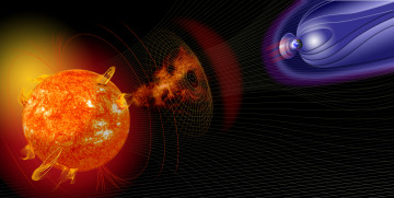 Картинка космос арт солнце буря магнитная земля