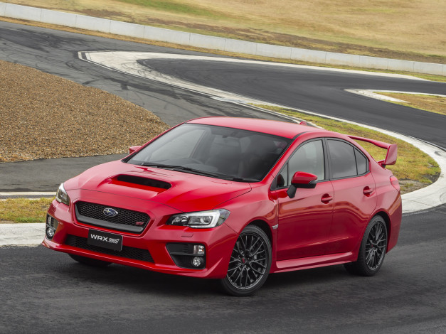 Обои картинки фото автомобили, subaru, wrx, au-spec, sti, 2014, красный