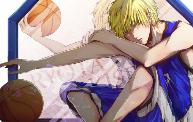 Обои картинки фото аниме, kuroko no baske, парень, баскетбол, куроко, kise, ryouta, движение, форма, мяч