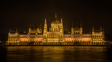 обоя hungarian parliament, города, будапешт , венгрия, дворец, ночь