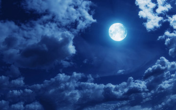 Картинка природа облака свет полнолуние ночь небо