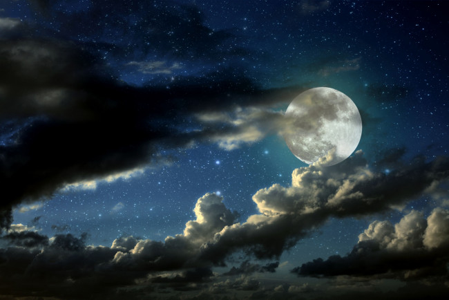 Обои картинки фото природа, облака, ночь, тучи, луна, полнолуние, свет