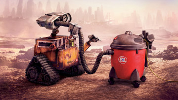 Картинка мультфильмы wall-e пылесос робот шланг