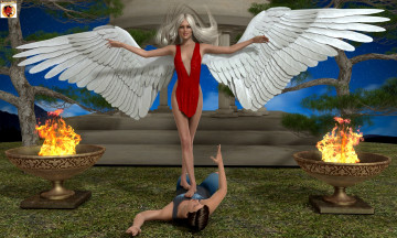 Картинка 3д+графика ангел+ angel взгляд девушка фон