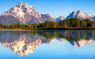 Картинка природа реки озера небо национальный парк отражение гранд-титон лес горы озеро сша