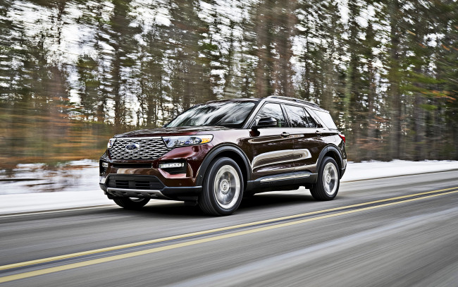 Обои картинки фото 2020 ford explorer, автомобили, ford, форд, бургундский, исследователь, новый, вид, спереди, внедорожник, американские