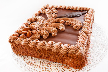 Картинка еда торты прямоугольный торт крем шоколад орехи