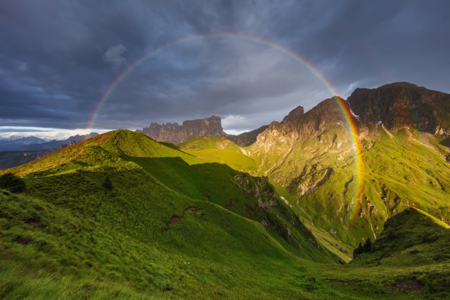 Обои картинки фото природа, радуга, горы