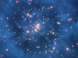Картинка скопление галактик cl0024+17 космос галактики туманности