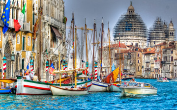 Картинка венеция корабли порты причалы яхты лодки италия канал