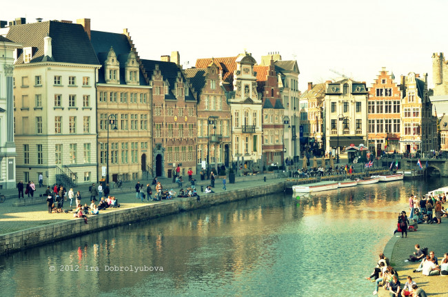 Обои картинки фото гент, бельгия, города, улицы, площади, набережные, здания, канал, улица, набережная