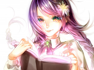 Картинка аниме *unknown+ другое улыбка книга девушка tayuya1130 арт цветок