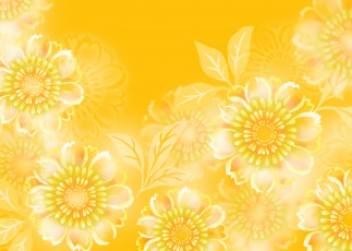 Картинка векторная+графика цветы желтый листья