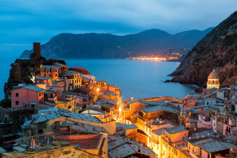 Картинка вернацца+ италия города амальфийское+и+лигурийское+побережье+ огни ночь
