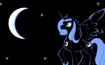 обоя мультфильмы, my little pony, пони, звезды, пегас, луна