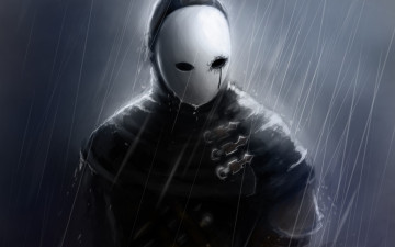 обоя видео игры, dark souls ii, ii, маска, арт, мужчина, дождь, dark, souls, 2