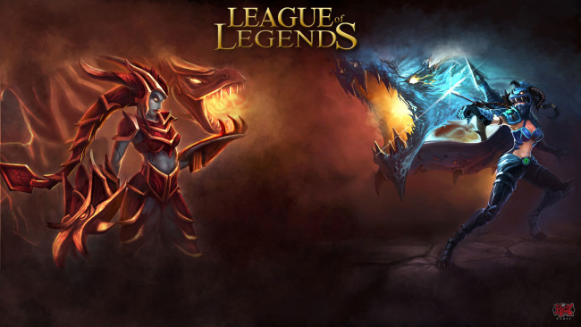 Обои картинки фото видео игры, league of legends, vayne, league, of, legend, shivana, vs, lol