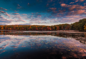 Картинка природа реки озера harriman state park нью йорк осень деревья вода небо облака отражения