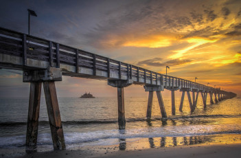 Картинка природа восходы закаты океан пляж мост рассвет