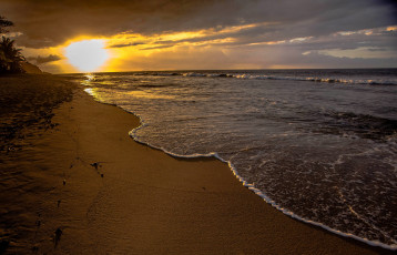 Картинка природа восходы закаты солнце тучи пляж океан