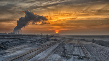 Картинка природа восходы закаты шахта пейзаж закат