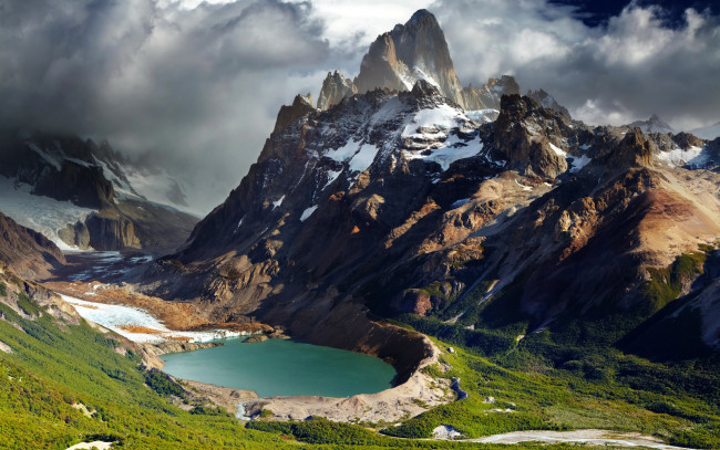 Обои картинки фото природа, реки, озера, панорама, ущелье, озеро, горы, patagonia, аргентина