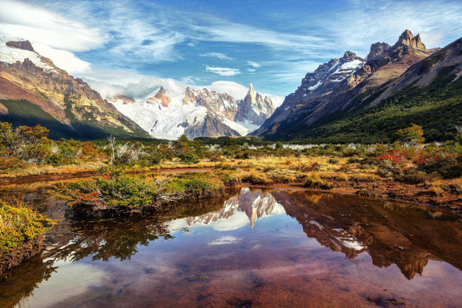 Обои картинки фото природа, реки, озера, южная, америка, аргентина, патагония, горы, анды, озеро, отражения