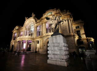 обоя palacio de bellas artes, города, мехико , мексика, дворец, ночь, площадь