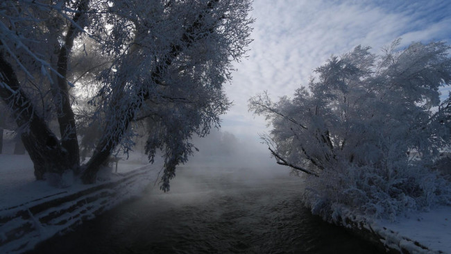Обои картинки фото природа, реки, озера, река, снег