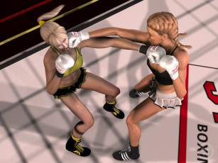 Картинка 3д+графика спорт+ sport бокс взгляд девушки фон ринг