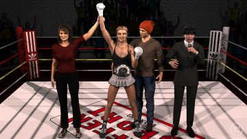 Картинка 3д+графика спорт+ sport бокс взгляд фон ринг девушки