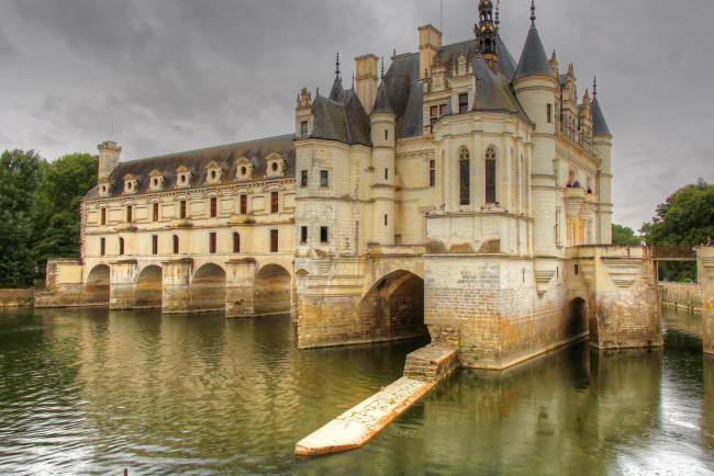 Обои картинки фото ch&, 226, teau de chenonceau,  france, города, замки франции, замок, пруд