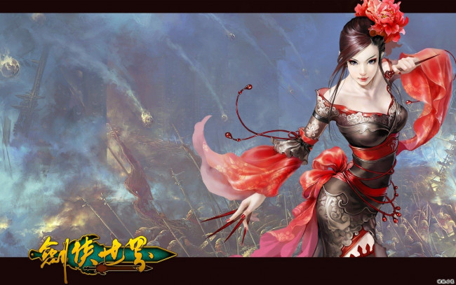 Обои картинки фото видео игры, swordsman, девушка, битва