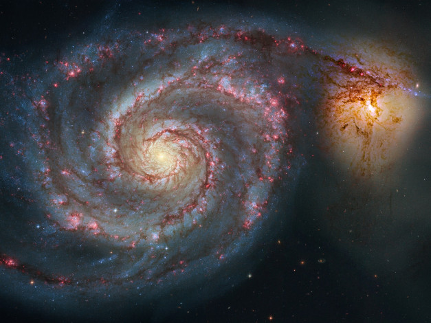 Обои картинки фото м51, космос, галактики, туманности