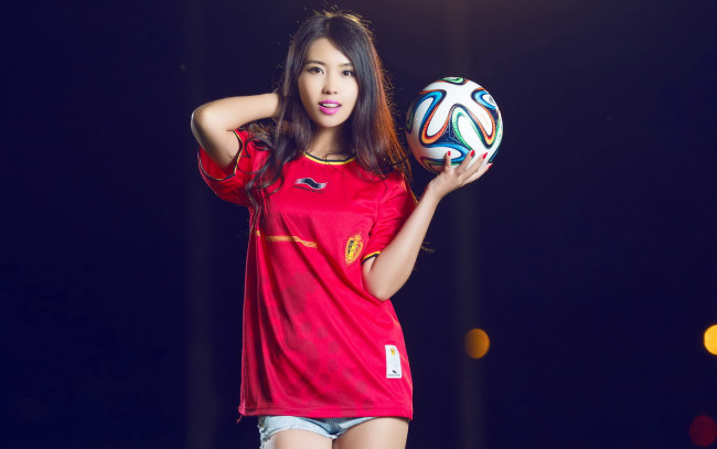 Обои картинки фото девушки, -unsort , азиатки, фон, мяч