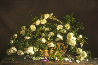 Картинка цветы розы композиция корзина
