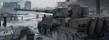 обоя аниме, girls und panzer, танк, девочки