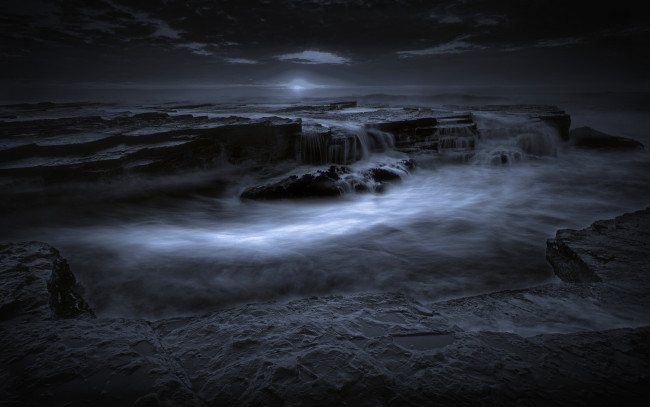 Обои картинки фото природа, побережье, море, ночь