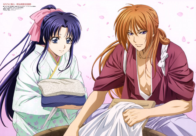 Обои картинки фото аниме, rurouni kenshin, парень, девушка