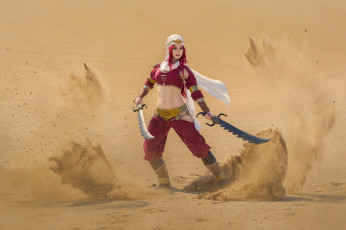 Картинка разное cosplay+ косплей фон девушка меч униформа пустыня