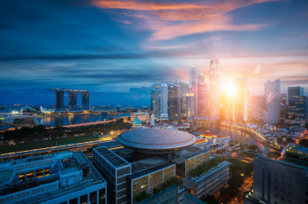 Картинка singapore+city города сингапур+ сингапур рассвет