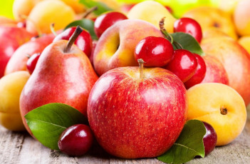 Картинка еда фрукты +ягоды груши персики яблоки черешня
