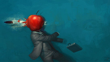 Картинка рисованное -+другое портфель костюм яблоко убийство пуля