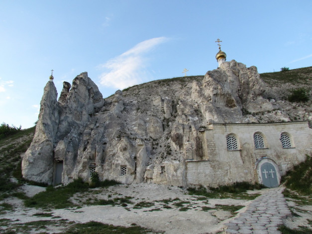 Обои картинки фото разное, религия, воронежская, пещера, белогорье, монастырь