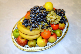 Картинка еда фрукты +ягоды яблоки бананы виноград