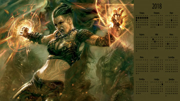 Картинка календари видеоигры девушка магия чудовище