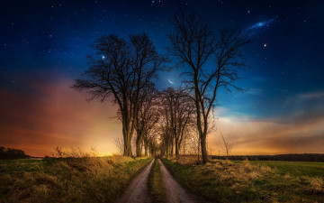 Картинка природа дороги небо звездное ночь летняя