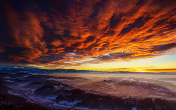 Картинка швейцария природа восходы закаты пейзаж горы город багровое небо закат солнца альпы