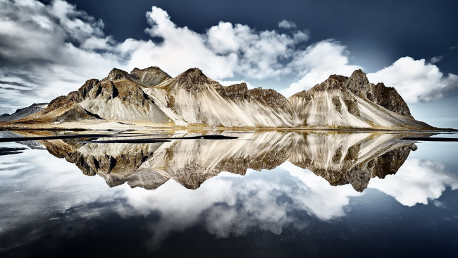 Обои картинки фото природа, реки, озера, vestrahorn, islande, iceland, reflection