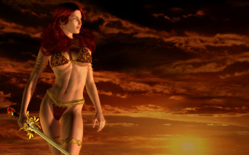 Картинка 3д+графика фантазия+ fantasy девушка фон униформа меч
